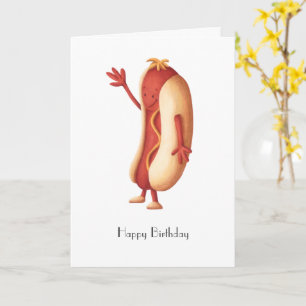 Hot Dog with Mustard Happy Birthday Personalised  Card