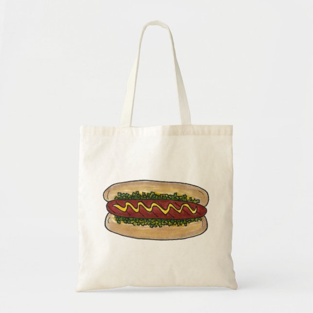 Hot Dog with Relish Fast Food Foodie Tote Bag (Front)