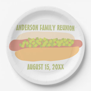 Hot Dog with Relish Personalised Party Paper Plate