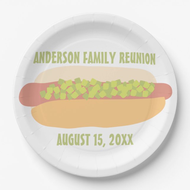 Hot Dog with Relish Personalised Party Paper Plate (Front)