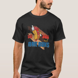 Hot Dogs And Home Runs Retro Style Baseball Game   T-Shirt