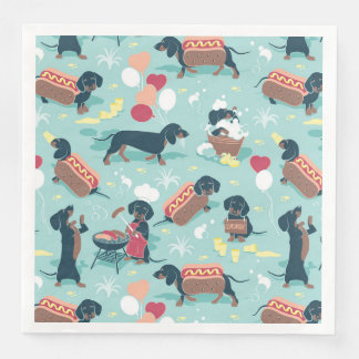 Hot dogs and lemonade summer dachshund dog  napkin