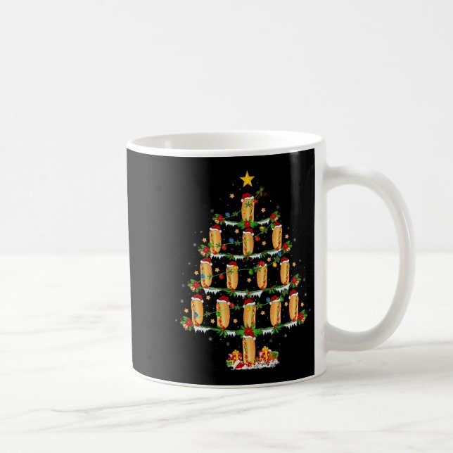 Hot Dogs Christmas Tree Lights Funny Fast Food Hot Coffee Mug (Right)