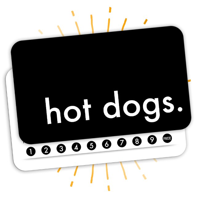 hot dogs. loyalty punch card (Creator Uploaded)