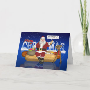Hot Dogs, Onions, Bun, Christmas Card - Santa And