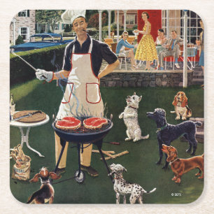 Hot Dogs Square Paper Coaster