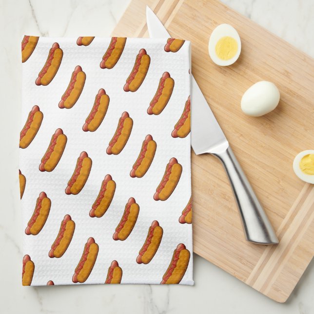 Hot Dogs Tea Towel (Quarter Fold)