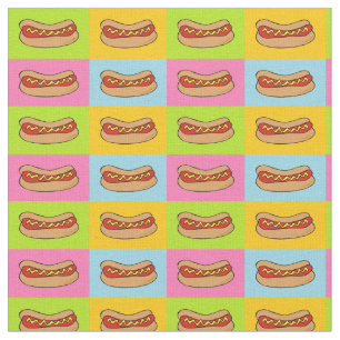 hot dogs tiled design fabric