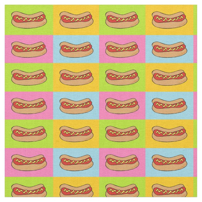 hot dogs tiled design fabric (Close Up)