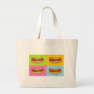 hot dogs tiled design large tote bag