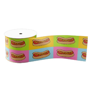 hot dogs tiled ribbon grosgrain ribbon
