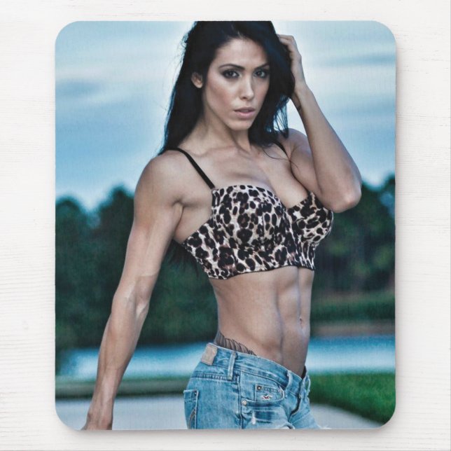 Hot Female Fitness Girls Mouse Mat (Front)
