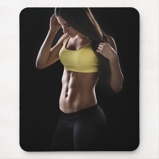 Hot Female Fitness Girls Mouse Mat (Front)