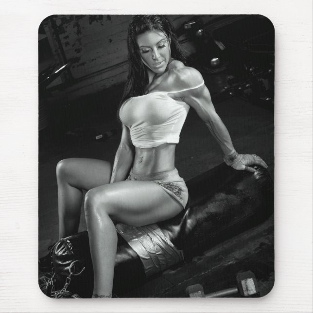 Hot Female Fitness Girls Mouse Mat (Front)