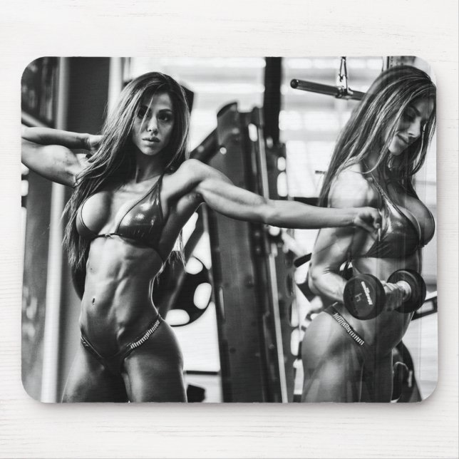 Hot Female Fitness Girls Mouse Mat (Front)
