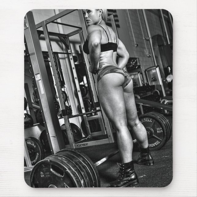 Hot Female Fitness Girls Mouse Mat (Front)