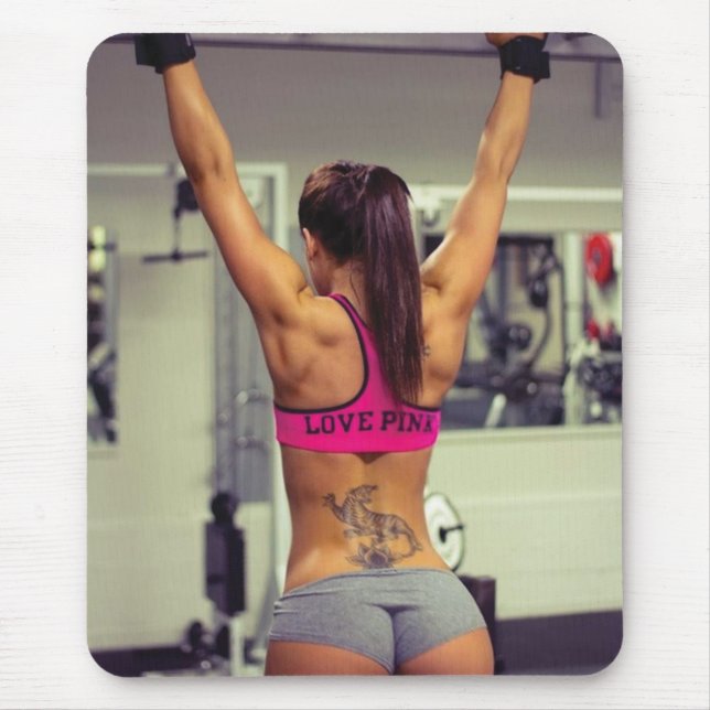 Hot Female Fitness Girls Mouse Mat (Front)