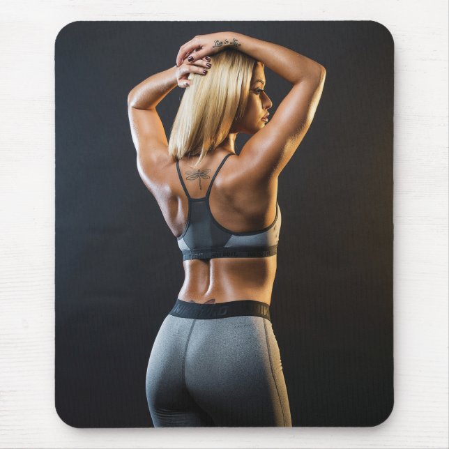 Hot Female Fitness Girls Mouse Mat (Front)