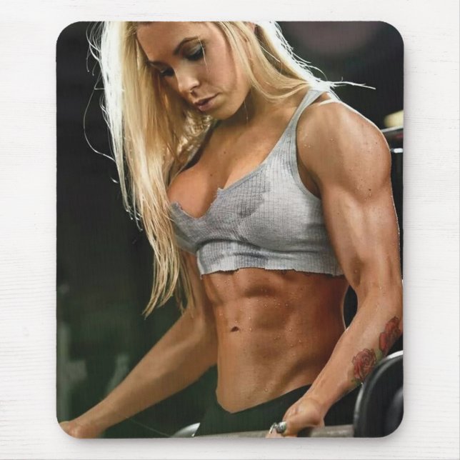 Hot Female Fitness Girls Mouse Mat (Front)