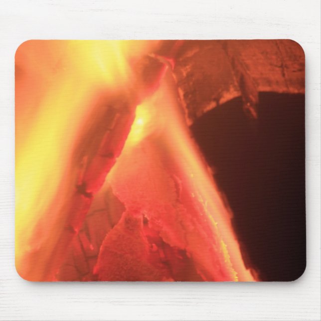 Hot Fire and Burning Wood Mouse Pad (Front)