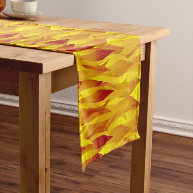 Hot Fire and Flames Illustration Short Table Runner (In Situ)