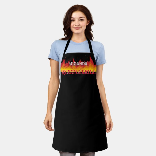Hot Flames Queen of the Grill Grillmaster Apron (Worn)