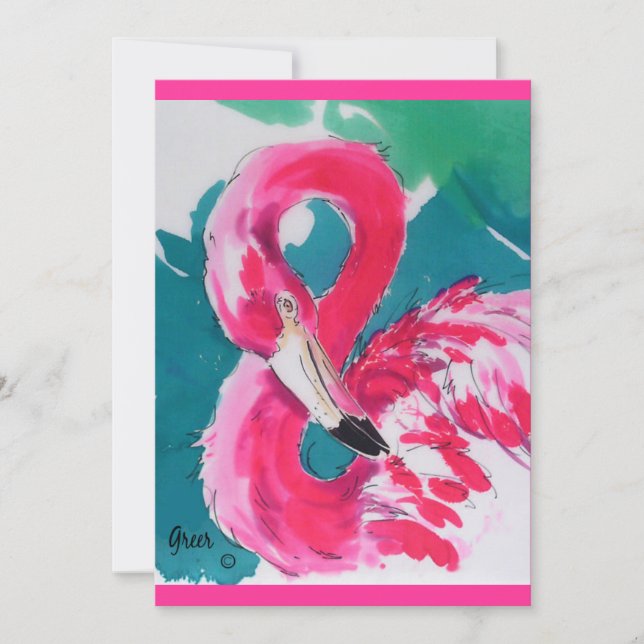Hot Flamingo "Save the Date" Invitations (Front)