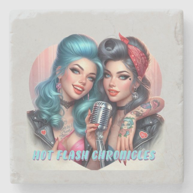 Hot Flash Chronicles Retro Diva Stone Coaster (Front)