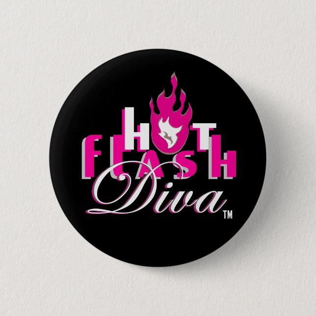 Hot Flash Diva Logo for Dark Bkg 6 Cm Round Badge (Front)