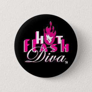 Hot Flash Diva Logo for Dark Bkg 6 Cm Round Badge