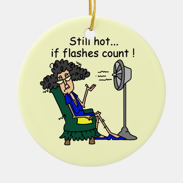 Hot Flash Humour Ceramic Tree Decoration (Front)