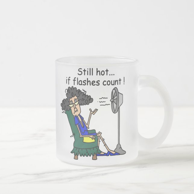 Hot Flash Humour Frosted Glass Coffee Mug (Right)