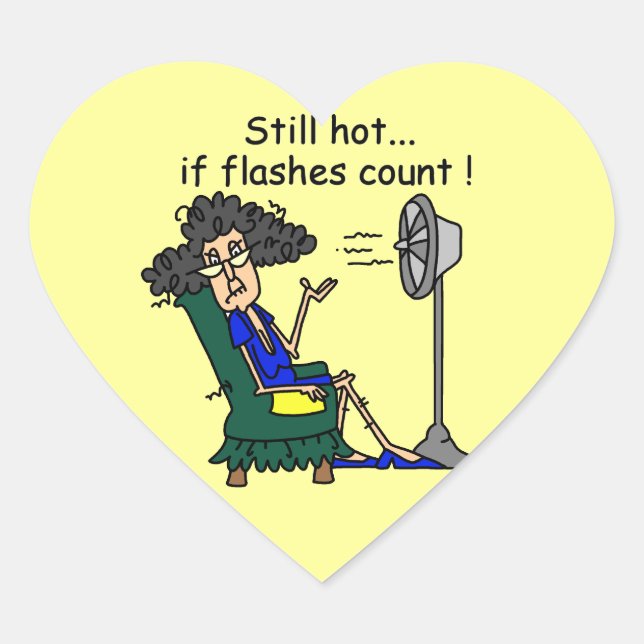 Hot Flash Humour Heart Sticker (Front)