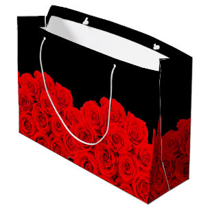 Hot Flower Black Red Roses Large Gift Bag