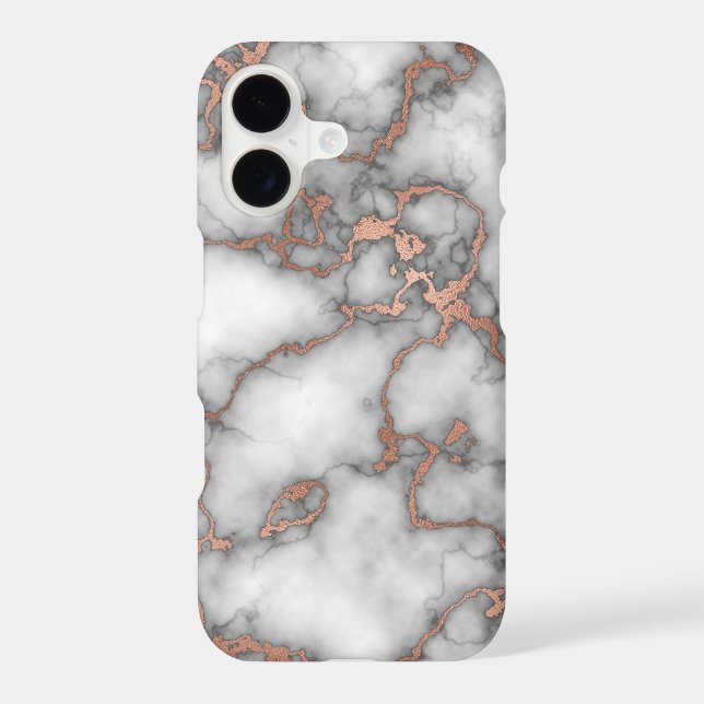 Hot Foil Rose Gold Marble Design iPhone Case (Back)