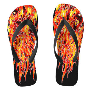 "Hot Foot" Flame Design Flip Flops