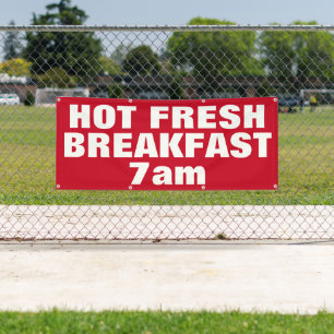 Hot Fresh Breakfast Red Custom Business Outdoor Banner