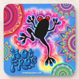 Hot Frog Surf Boho Psychedelic coaster blue.