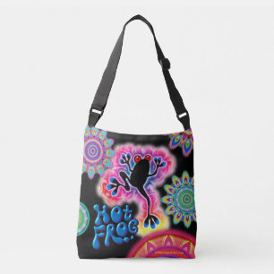 Hot Frog Surf psychedelic cross body bag black