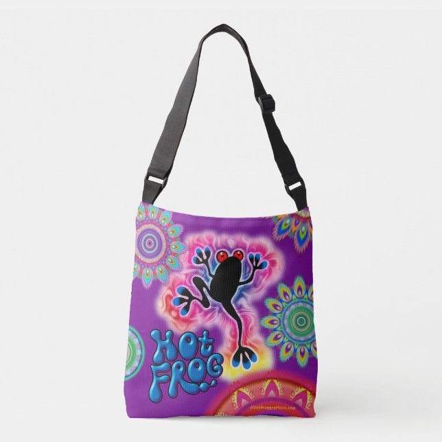 Hot Frog Surf psychedelic cross body bag purple (Front)