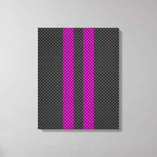 Hot Fuchsia Pink Racing Stripes Carbon Fibre Style Canvas Print