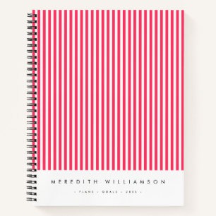Hot Fuchsia Pink Striped Personalised Notebook