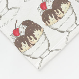 Hot Fudge Ice Cream Shoppe Sundae Foodie Fleece Blanket