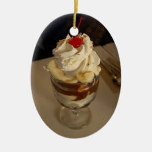 Hot Fudge Ice Cream Sundae Ceramic Tree Decoration