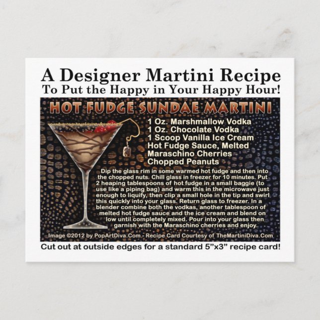 Hot Fudge Sundae Martini Recipe Postcard (Front)