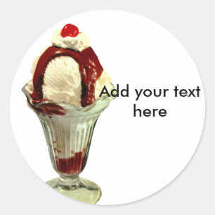 Hot Fudge Sundae Retro Ice Cream Stickers Tags