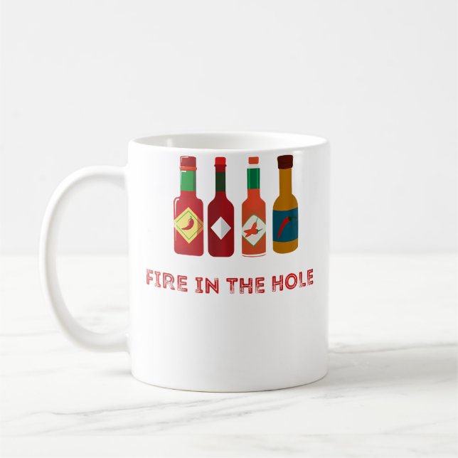 Hot Funny Foodie Spicy Hot Chilli Pepper Sauce Coffee Mug (Left)