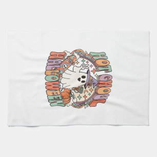 Hot Ghoul Halloween Ghost Witch Hat Skateboard Tea Towel