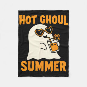 Hot Ghoul Summer Cute Funny Ghost Halloween Fleece Blanket