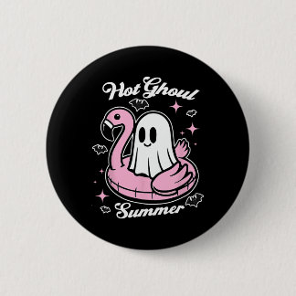 Hot Ghoul Summer Flamingo Ghost Summerween  6 Cm Round Badge
